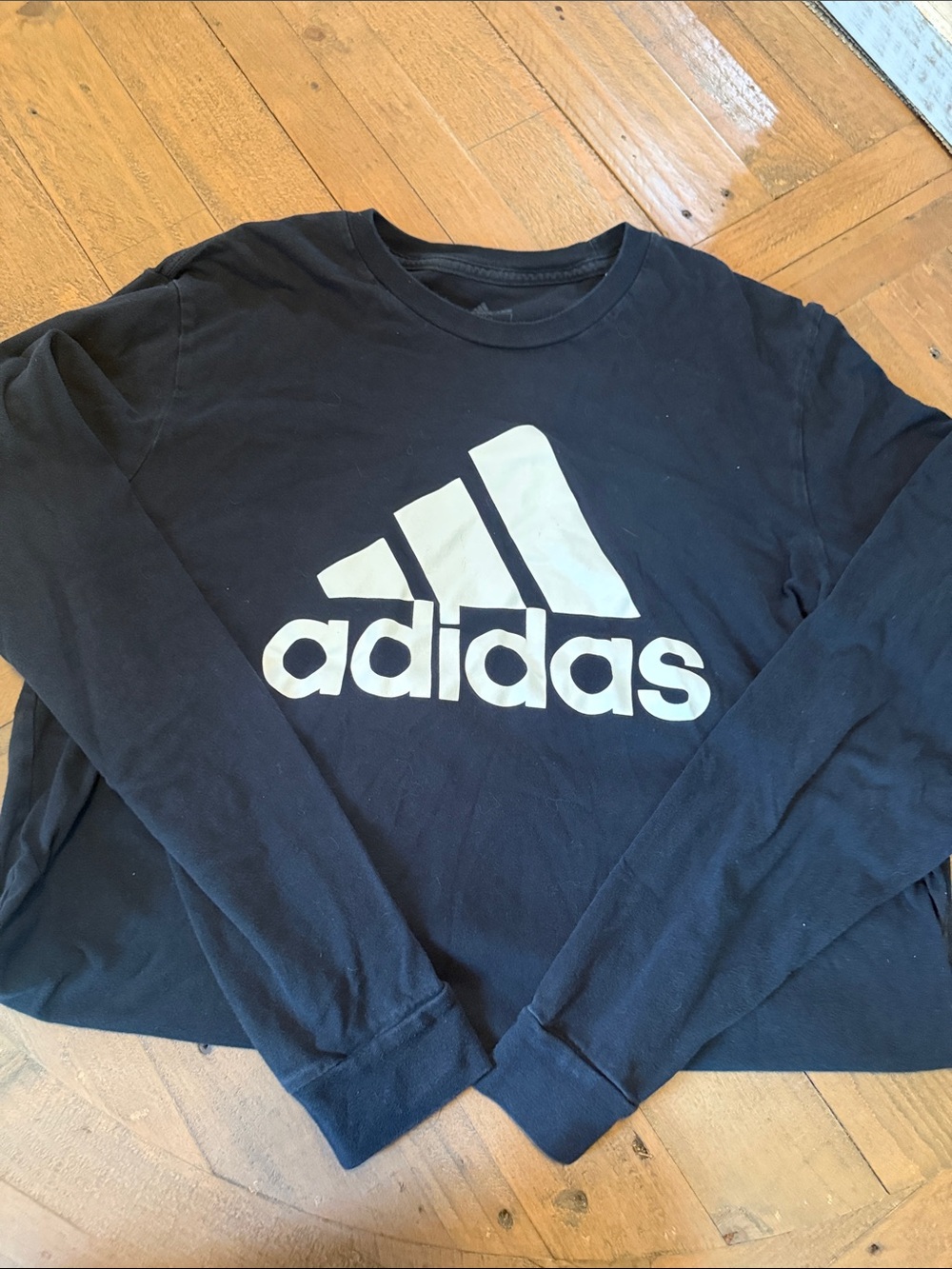 adidas Black Crewneck T shirt with White Logo